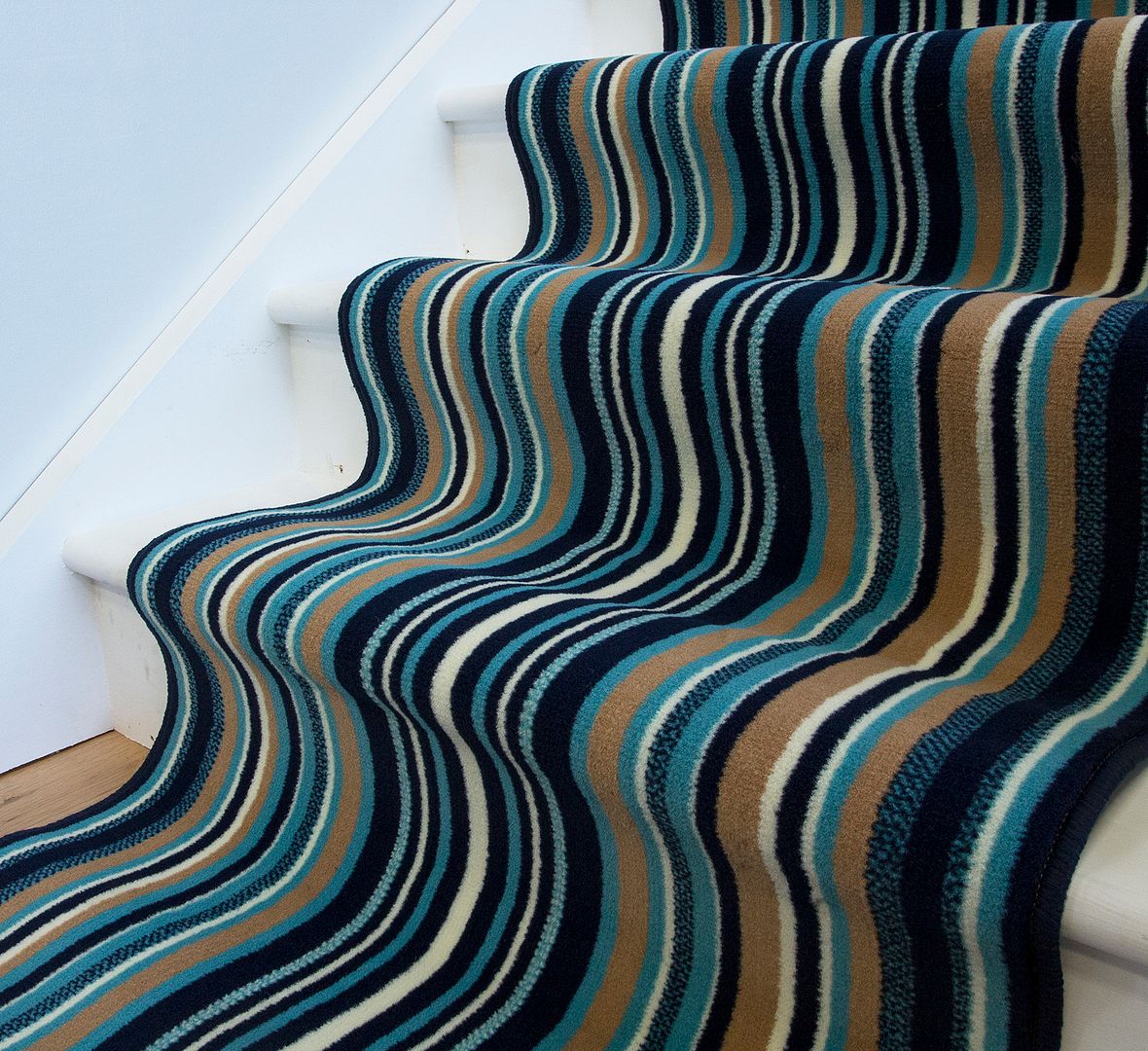 Navy Blue Stripe Long Narrow Stair Carpet Runner Rug Any Length Sold